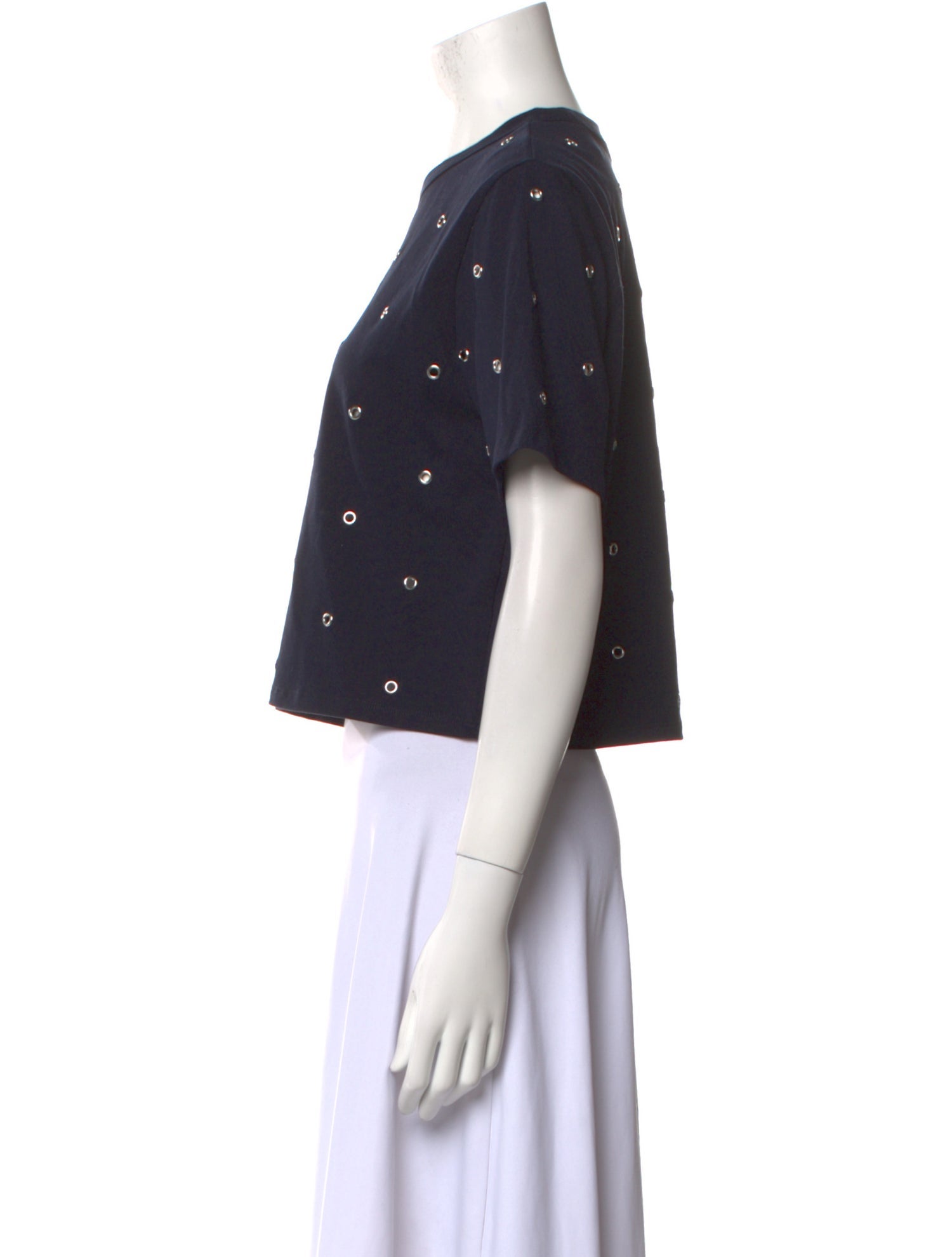 Veronica Beard Patterned Crew Neck Crop Top