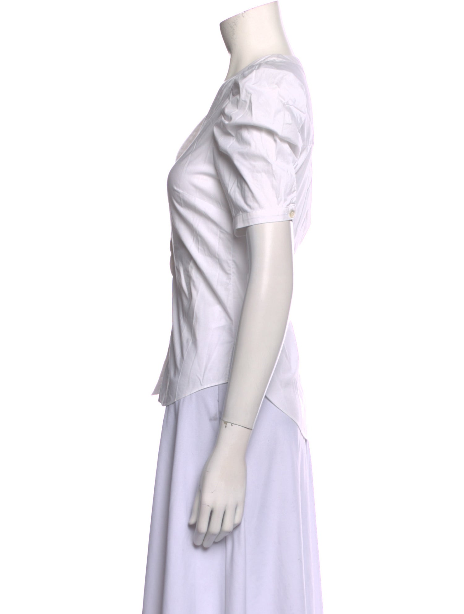 Veronica Beard V-Neck Short Sleeve Button-Up Top