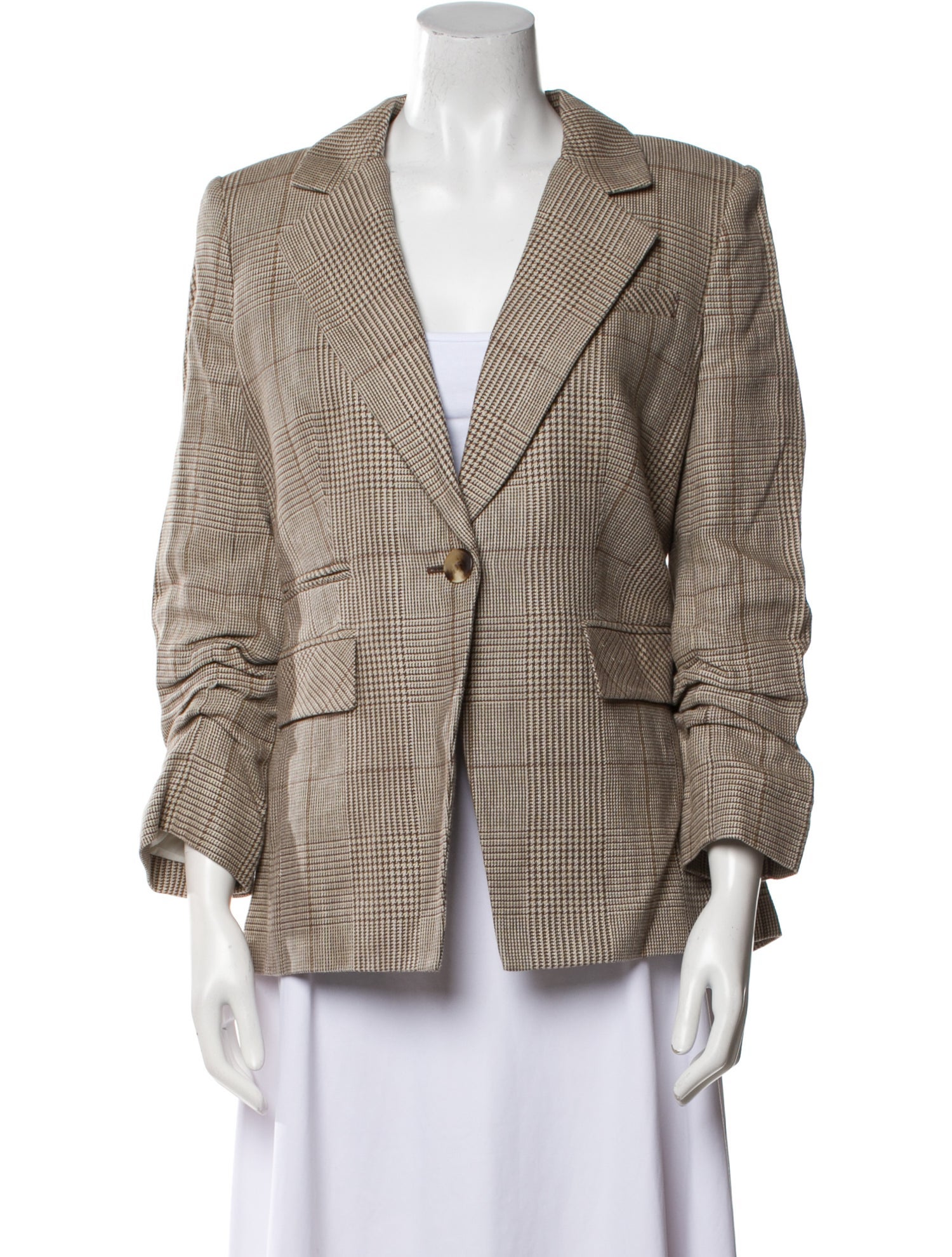 Veronica Beard Linen Plaid Print Blazer