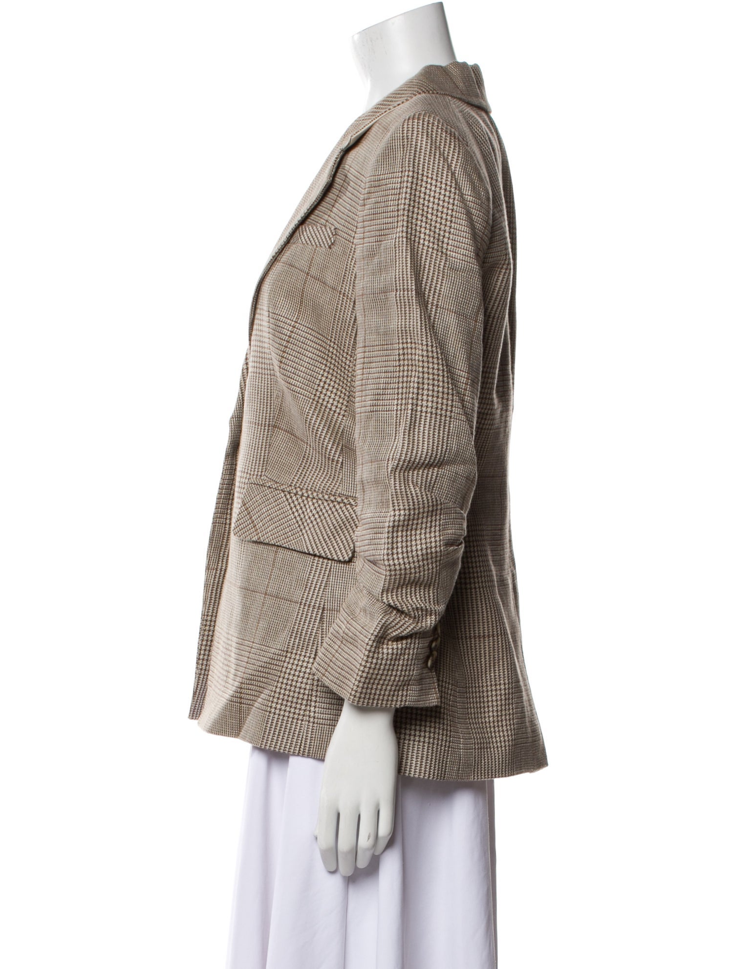 Veronica Beard Linen Plaid Print Blazer