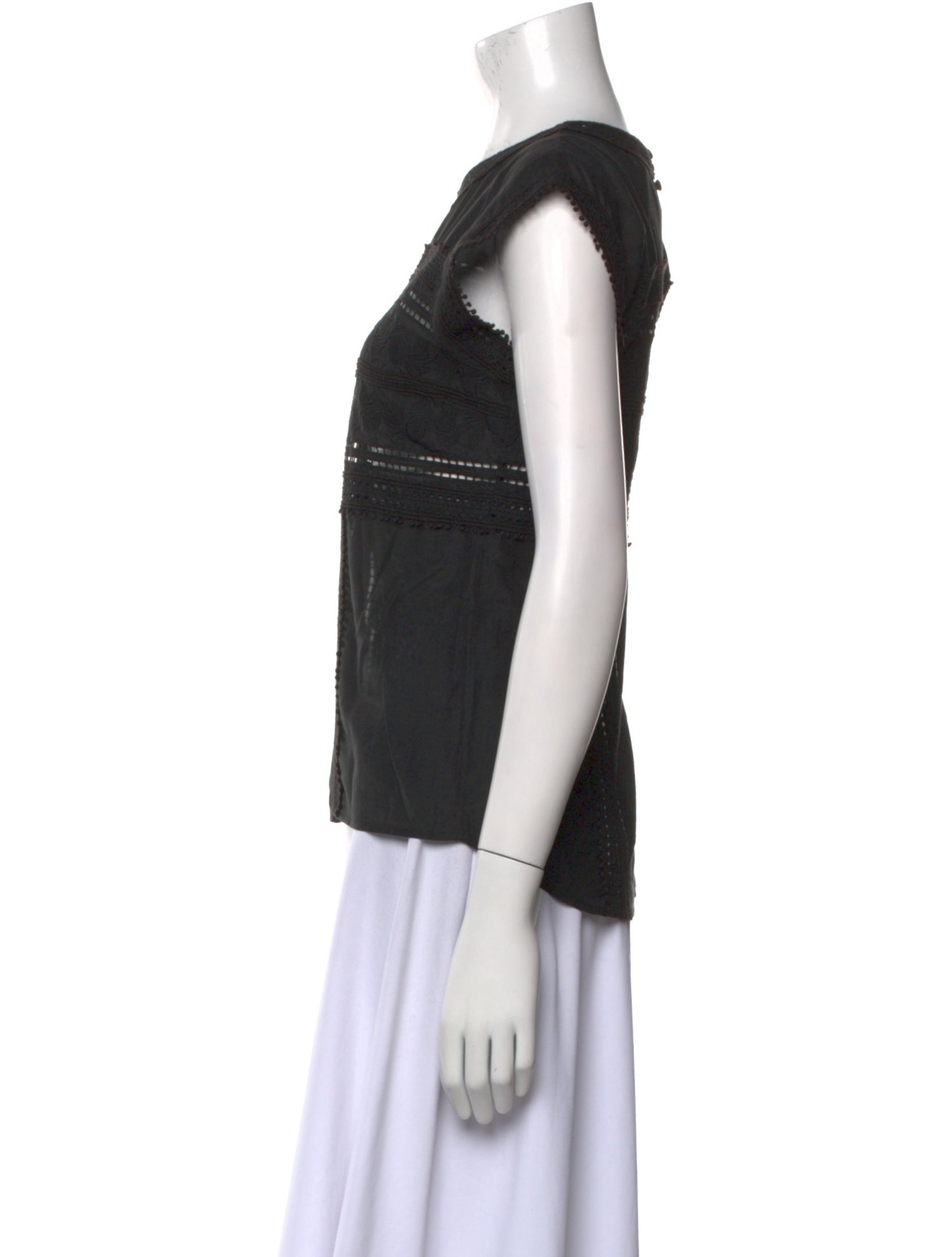 Veronica Beard Bateau Neckline Short Sleeve Top