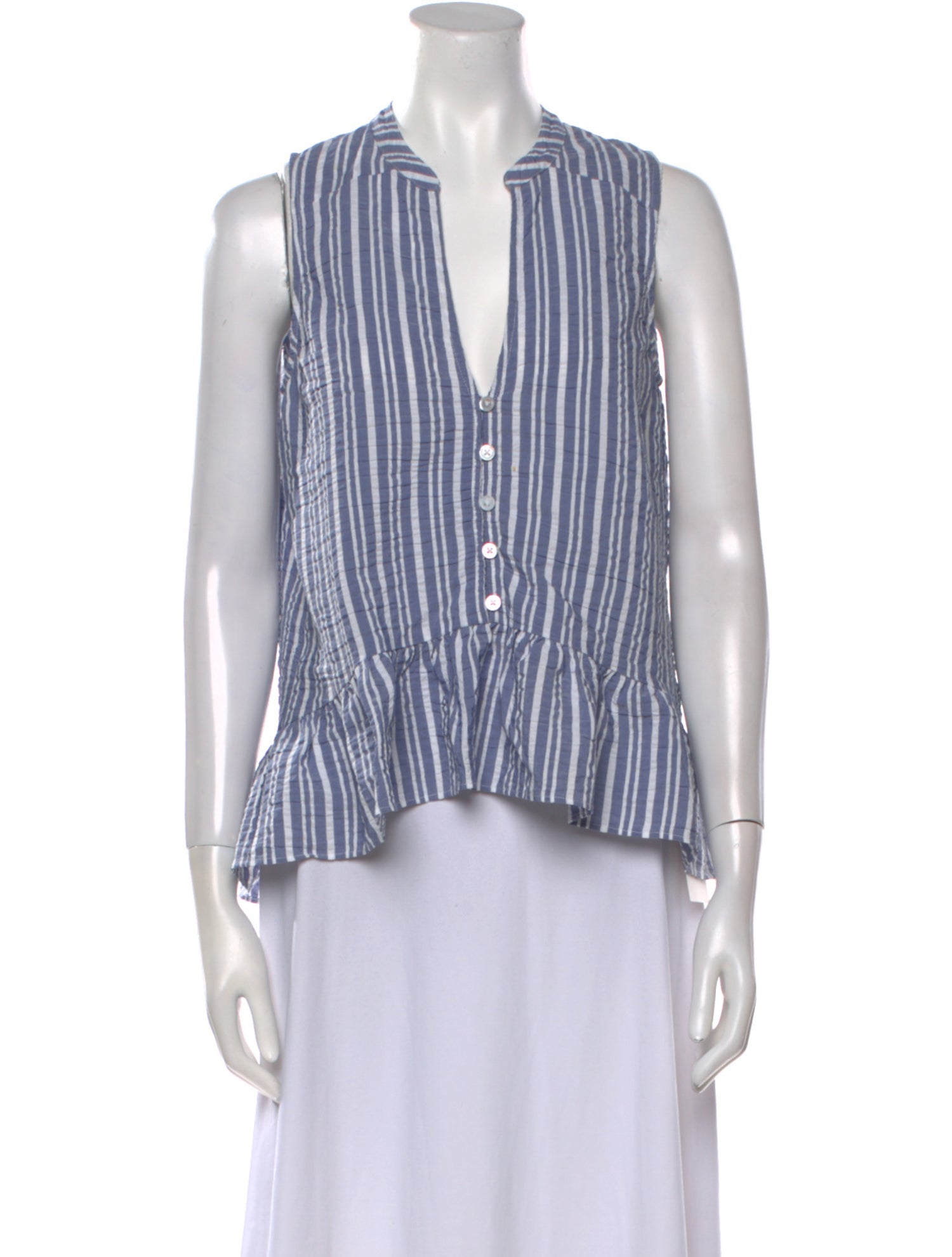 Veronica Beard Striped V-Neck Crop Top