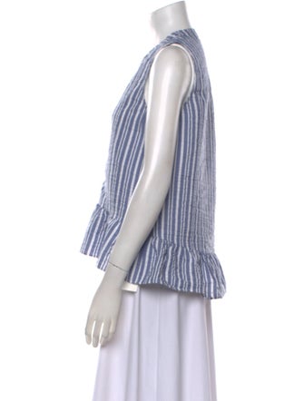 Veronica Beard Striped V-Neck Crop Top