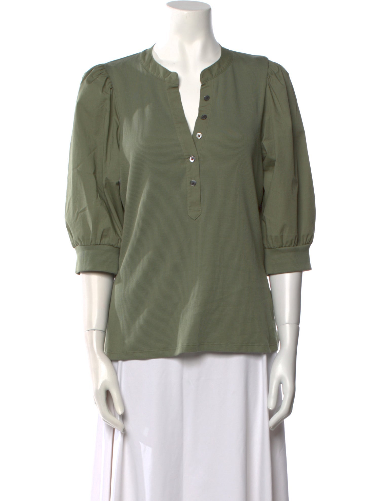 Veronica Beard V-Neck Three-Quarter Sleeve Blouse