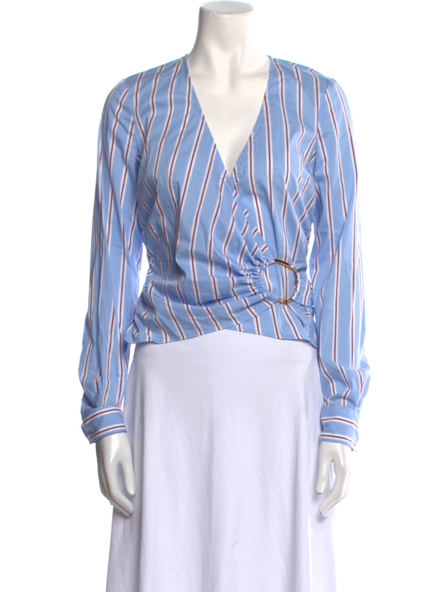 Veronica Beard Striped V-Neck Blouse