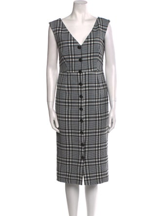 Veronica Beard Plaid Print Midi Length Dress