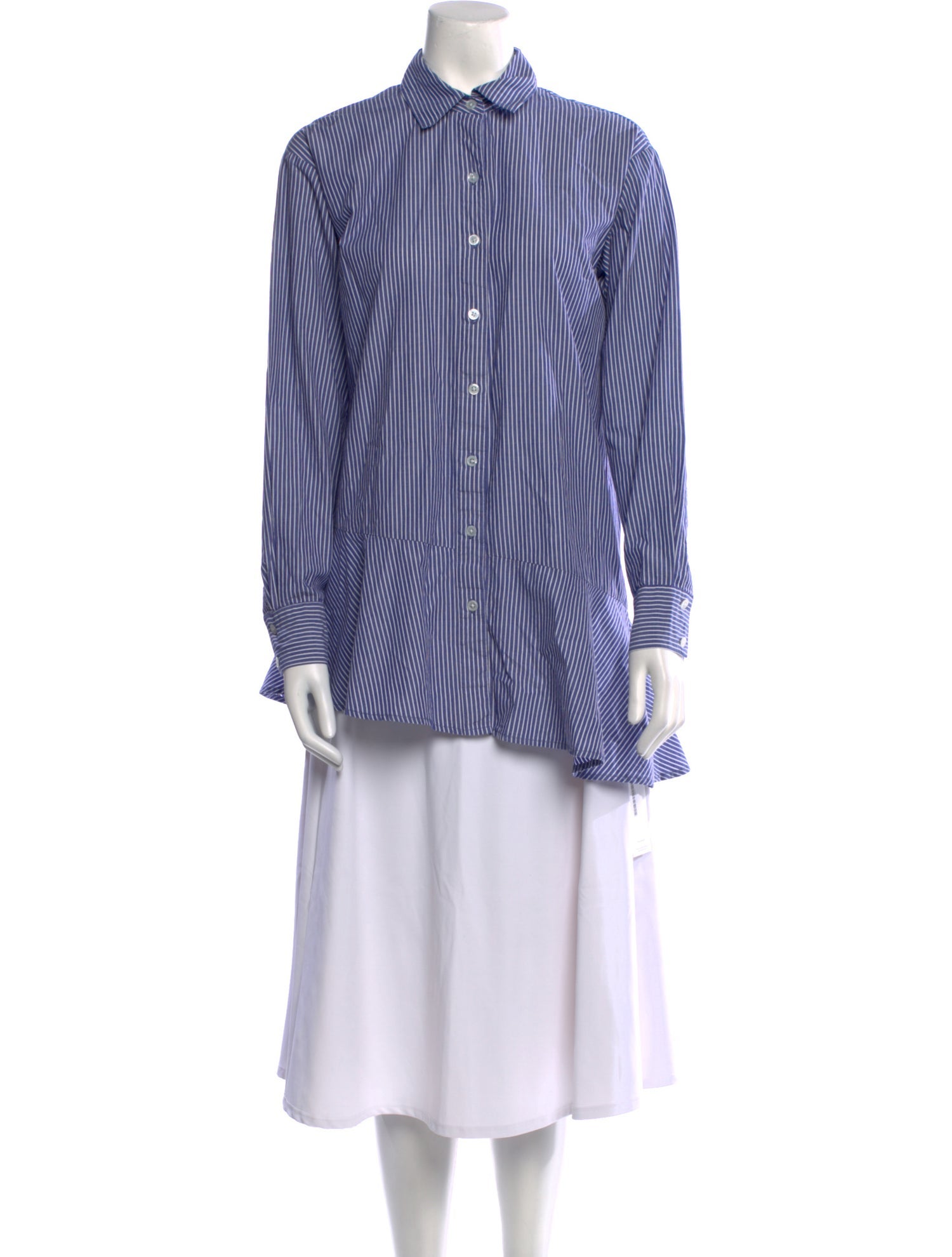 Veronica Beard Striped Long Sleeve Button-Up Top