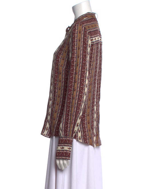 Veronica Beard Printed V-Neck Button-Up Top