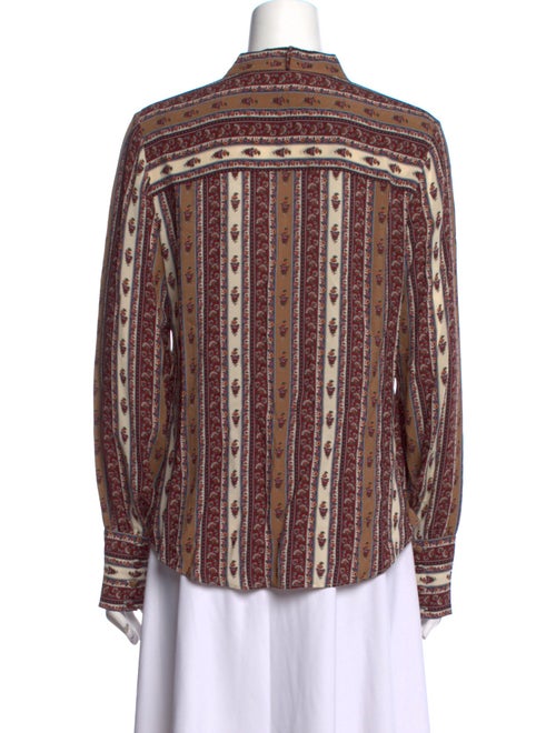 Veronica Beard Printed V-Neck Button-Up Top