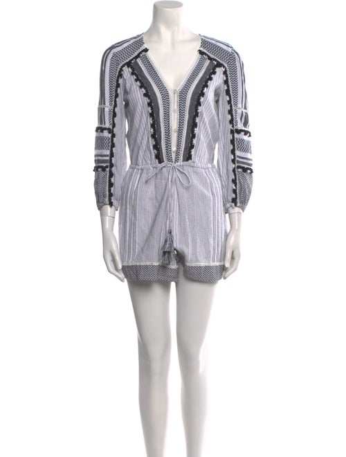 Veronica Beard Striped V-Neck Romper