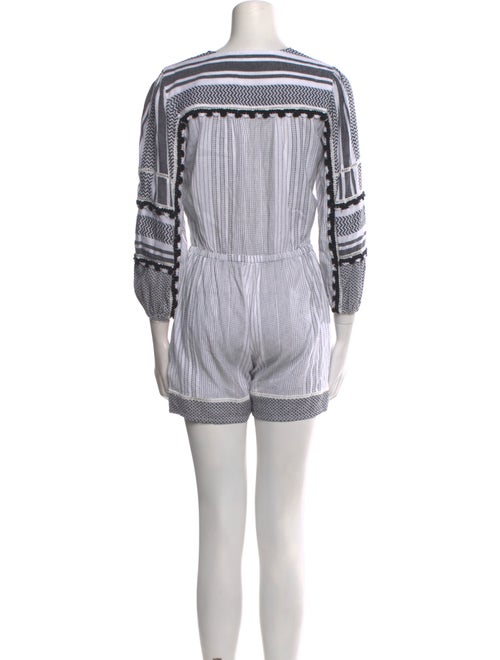 Veronica Beard Striped V-Neck Romper