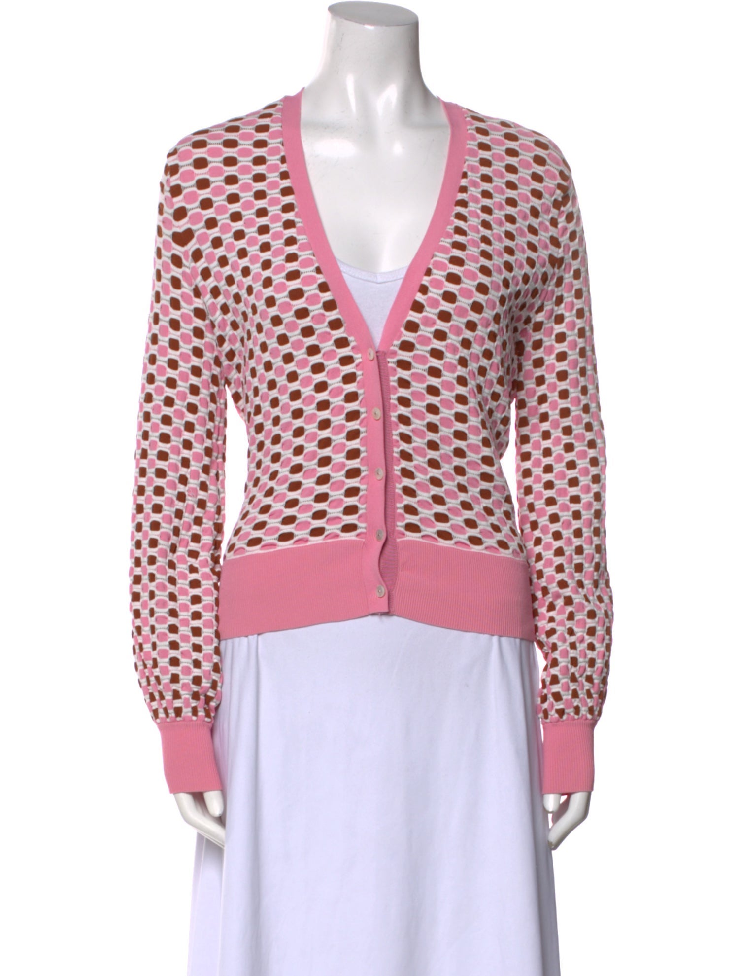 Veronica Beard Printed V-Neck Sweater