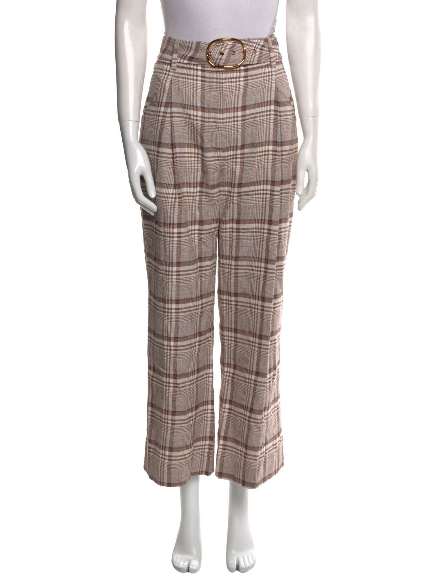 Veronica Beard Plaid Print Wide Leg Pants