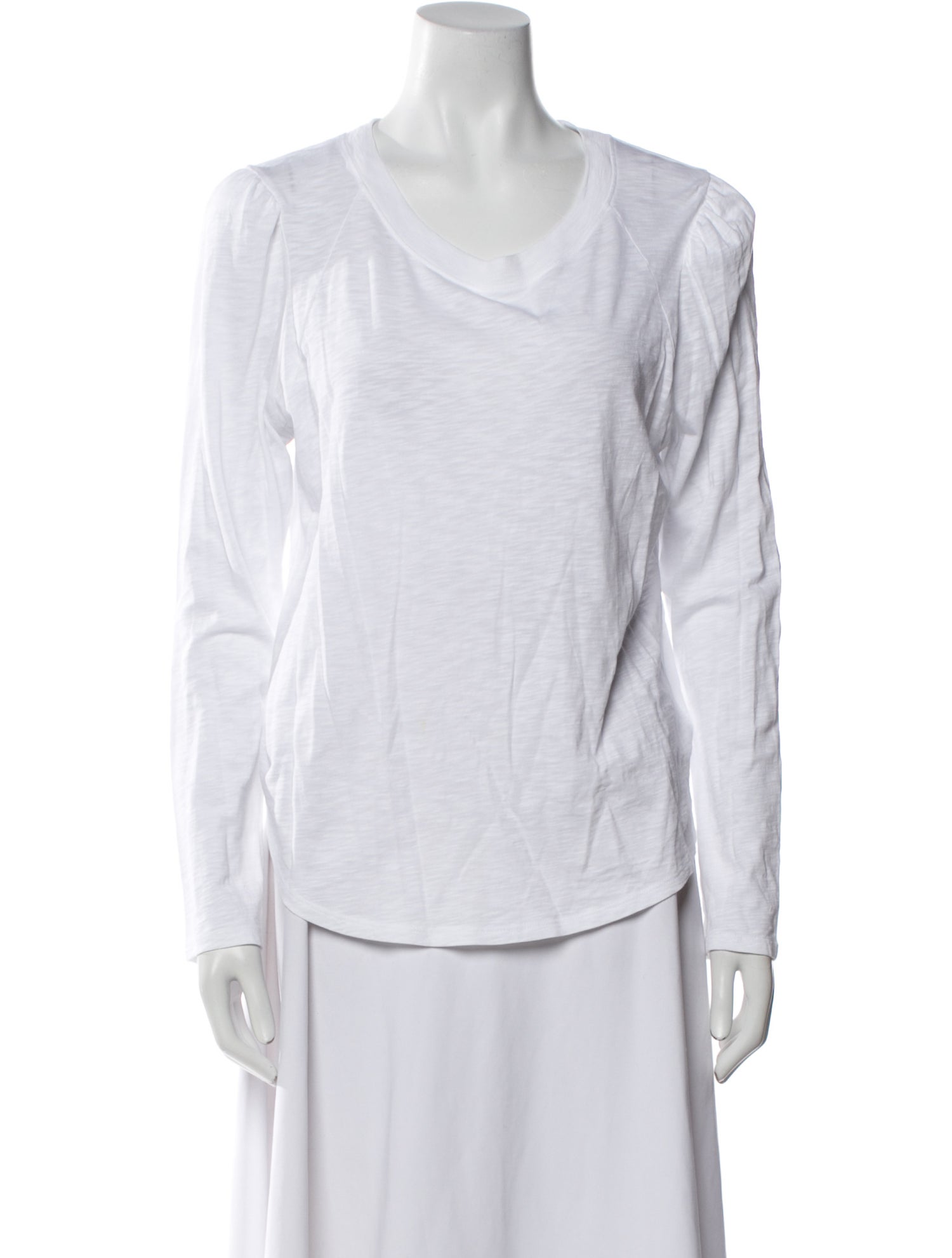 Veronica Beard Scoop Neck Long Sleeve Button-Up Top