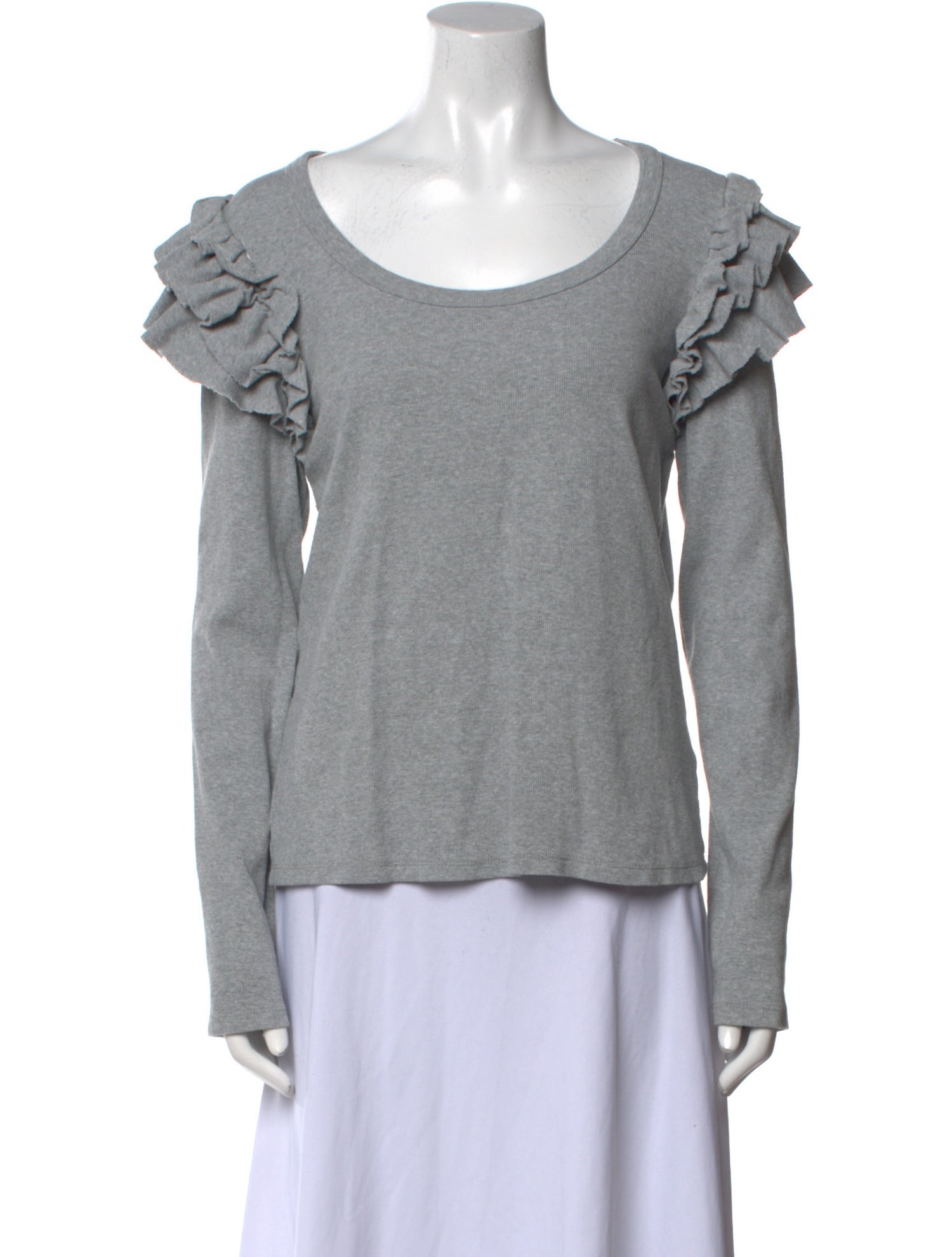 Veronica Beard Scoop Neck Long Sleeve Top