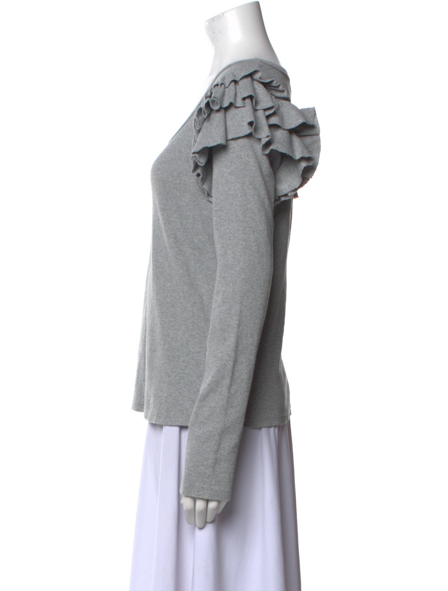 Veronica Beard Scoop Neck Long Sleeve Top