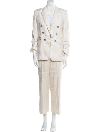 Veronica Beard Linen Ruffle Embellishment Pantsuit