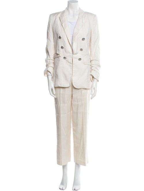 Veronica Beard Linen Ruffle Embellishment Pantsuit
