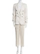 Veronica Beard Linen Ruffle Embellishment Pantsuit
