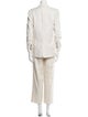 Veronica Beard Linen Ruffle Embellishment Pantsuit