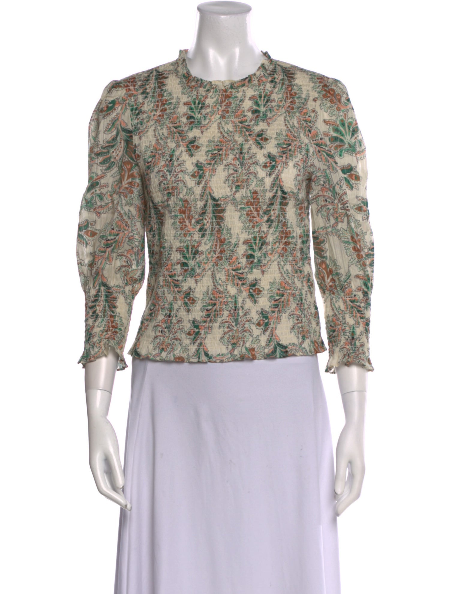 Veronica Beard Printed Mock Neck Crop Top