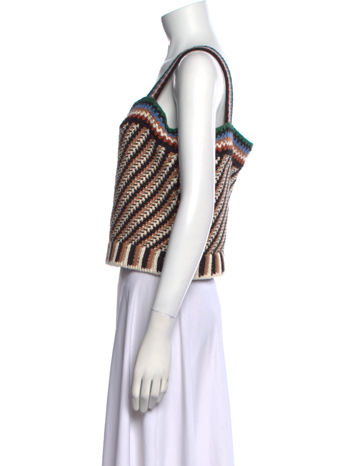 Veronica Beard Striped Square Neckline Crop Top