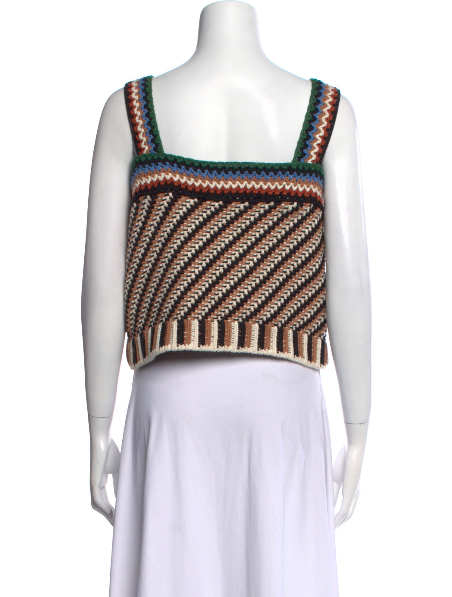 Veronica Beard Striped Square Neckline Crop Top