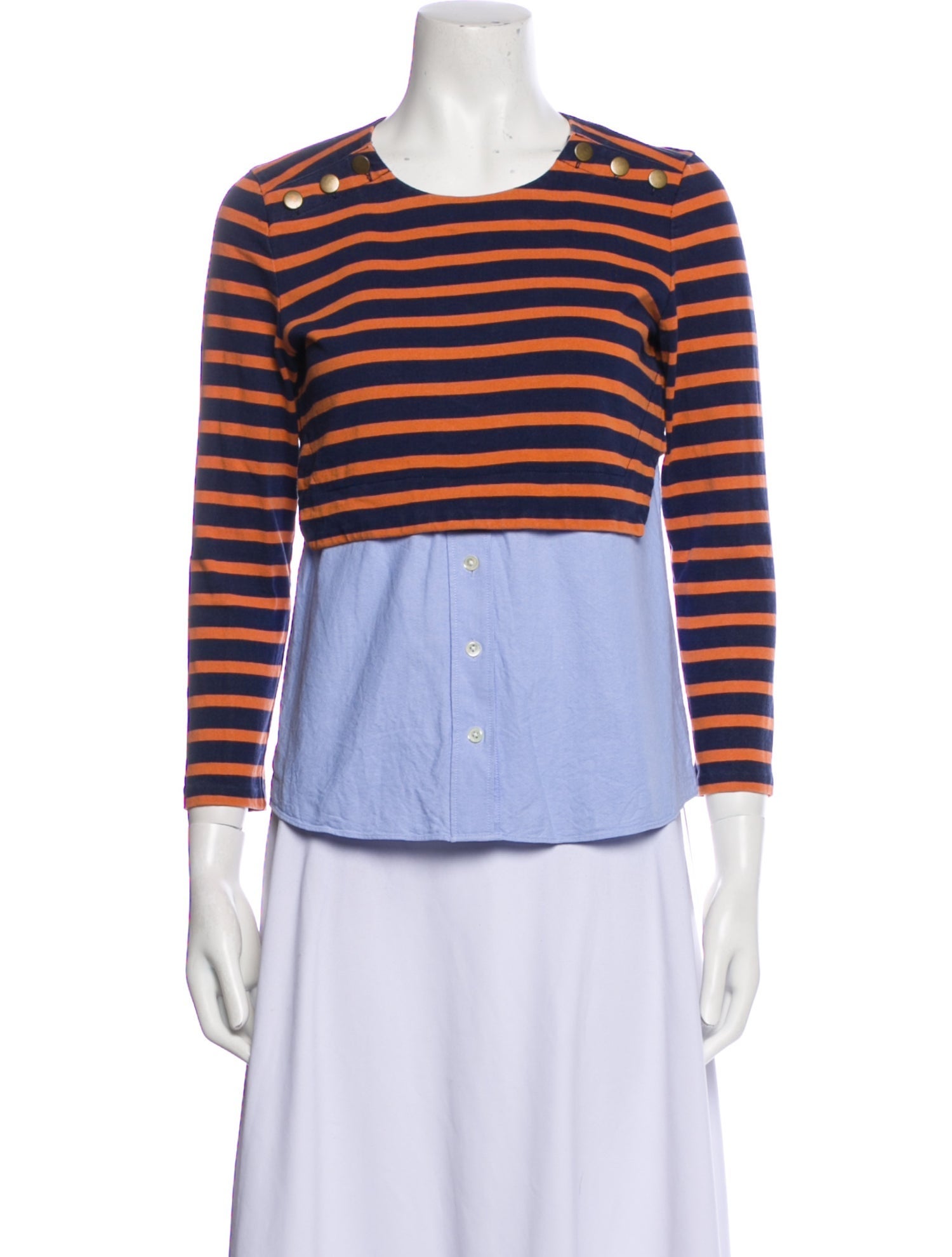Veronica Beard Striped Crew Neck Top