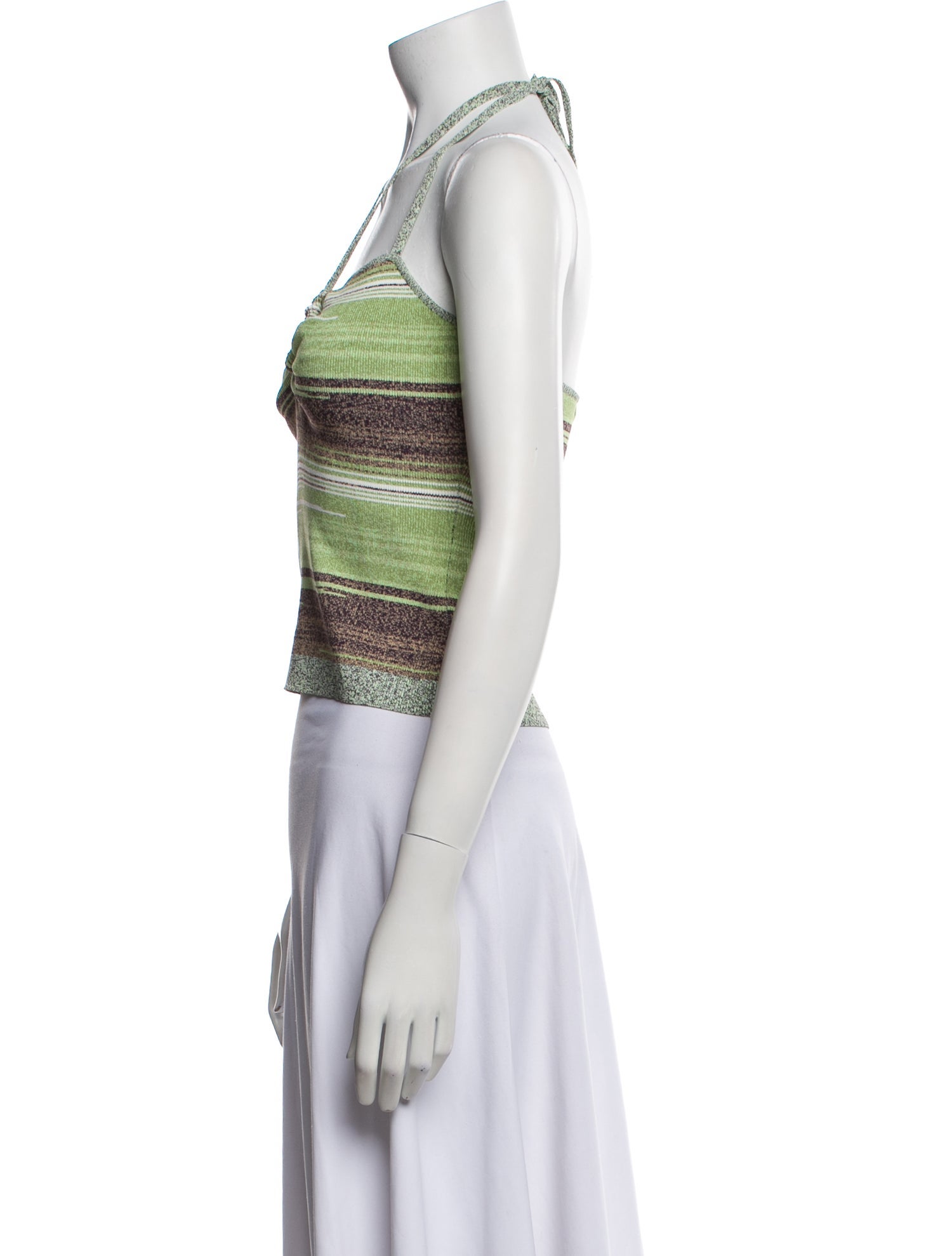 Veronica Beard Striped Halterneck Crop Top