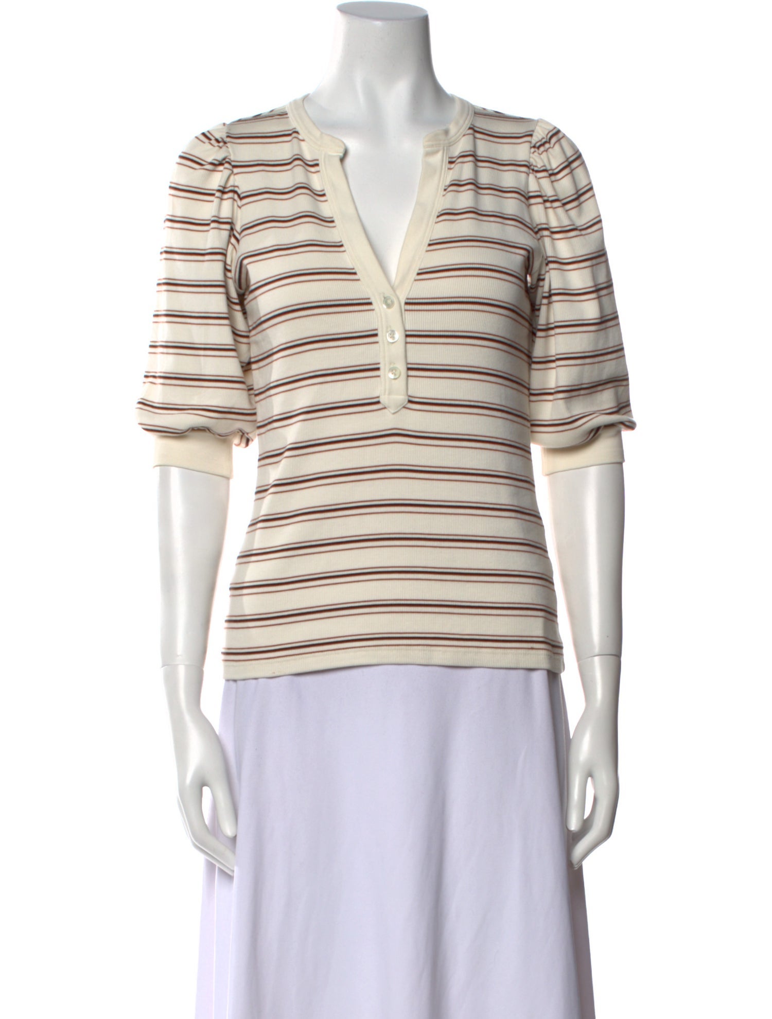 Veronica Beard Striped V-Neck Top