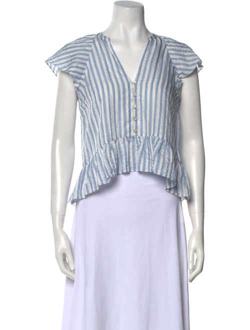 Veronica Beard Striped V-Neck Crop Top