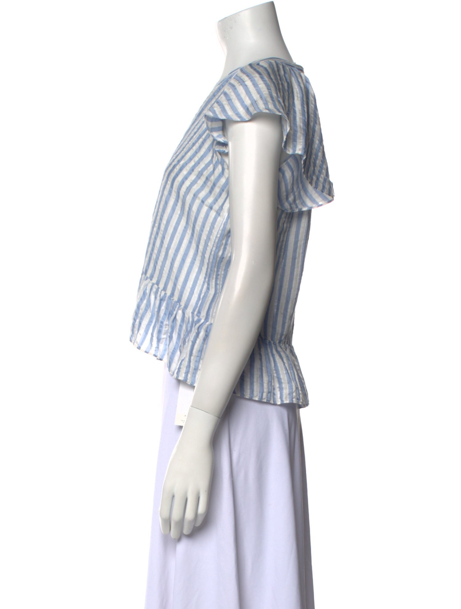 Veronica Beard Striped V-Neck Crop Top