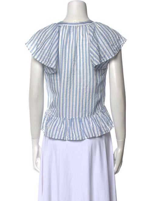 Veronica Beard Striped V-Neck Crop Top