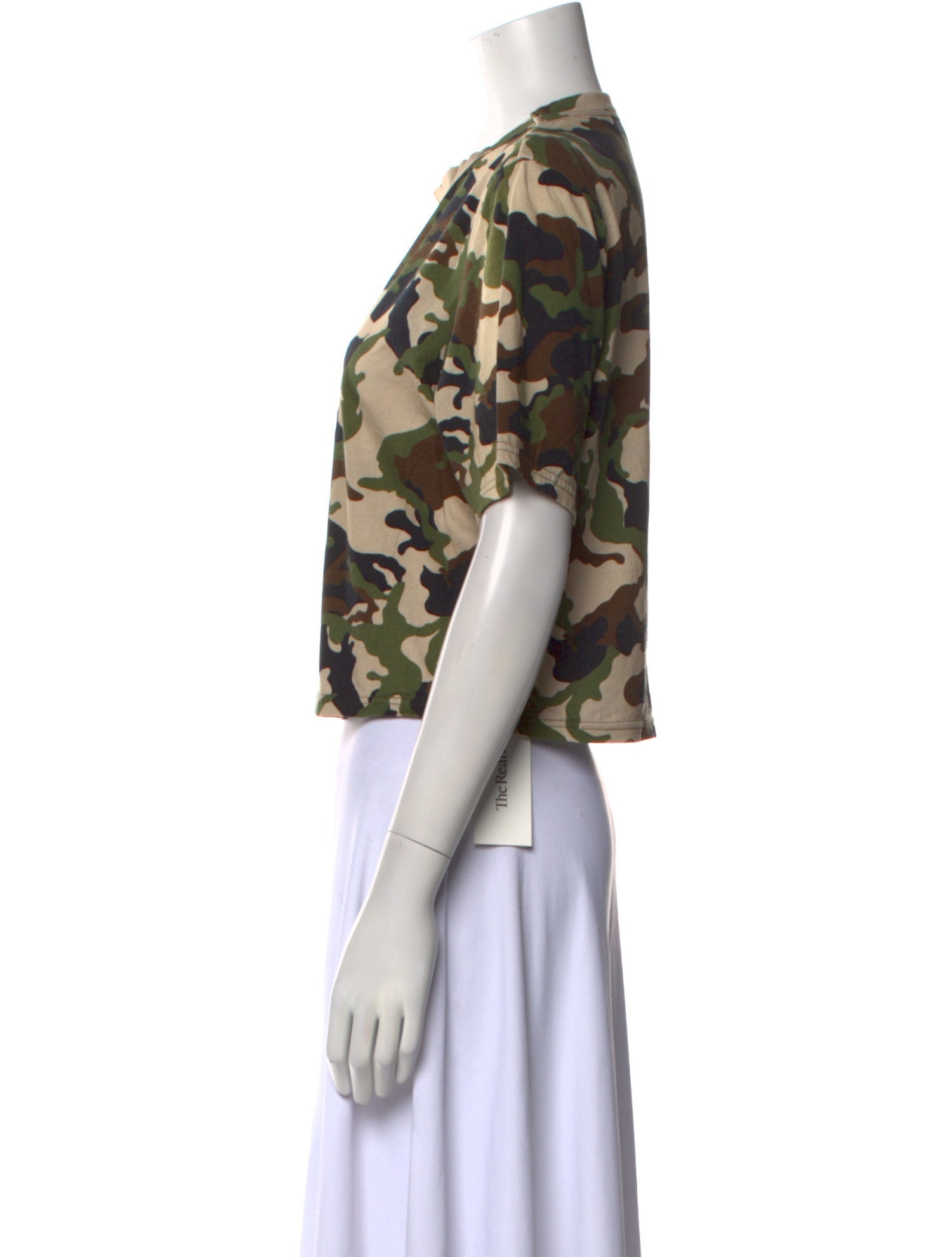 Veronica Beard Floral Print Crew Neck Crop Top