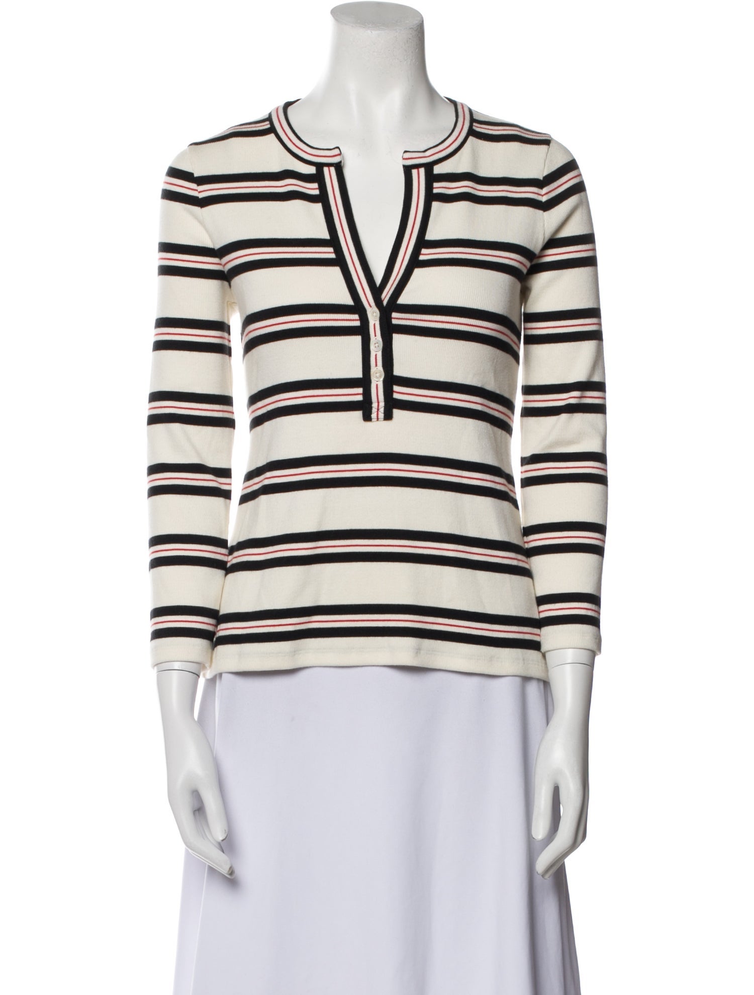 Veronica Beard Striped V-Neck Top
