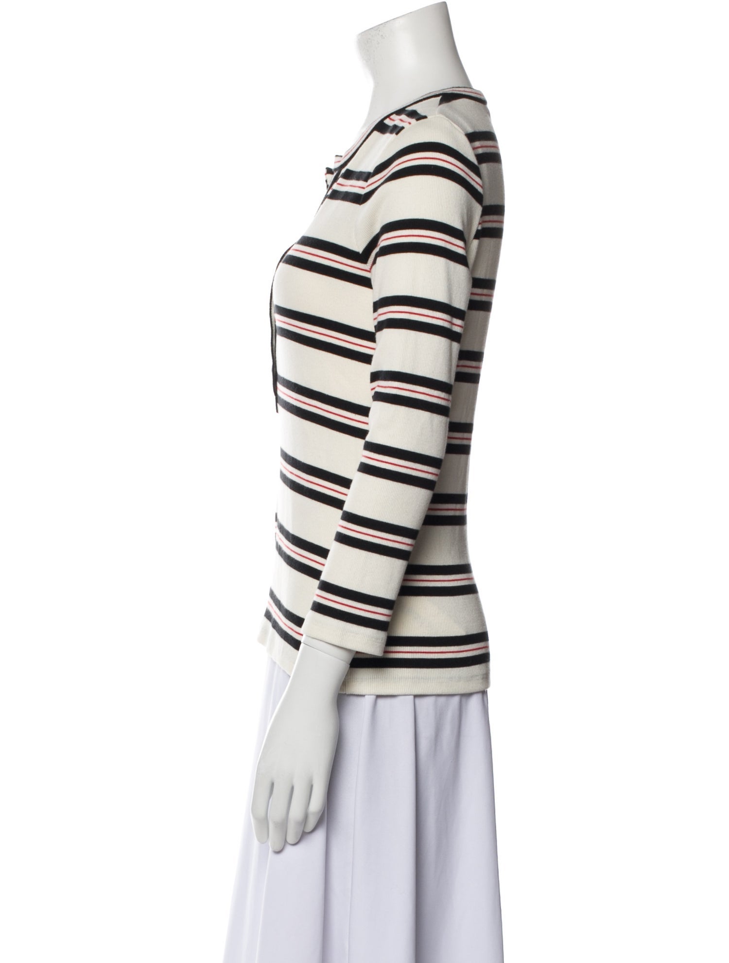 Veronica Beard Striped V-Neck Top