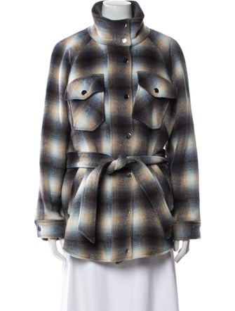 Veronica Beard Wool Plaid Print Coat