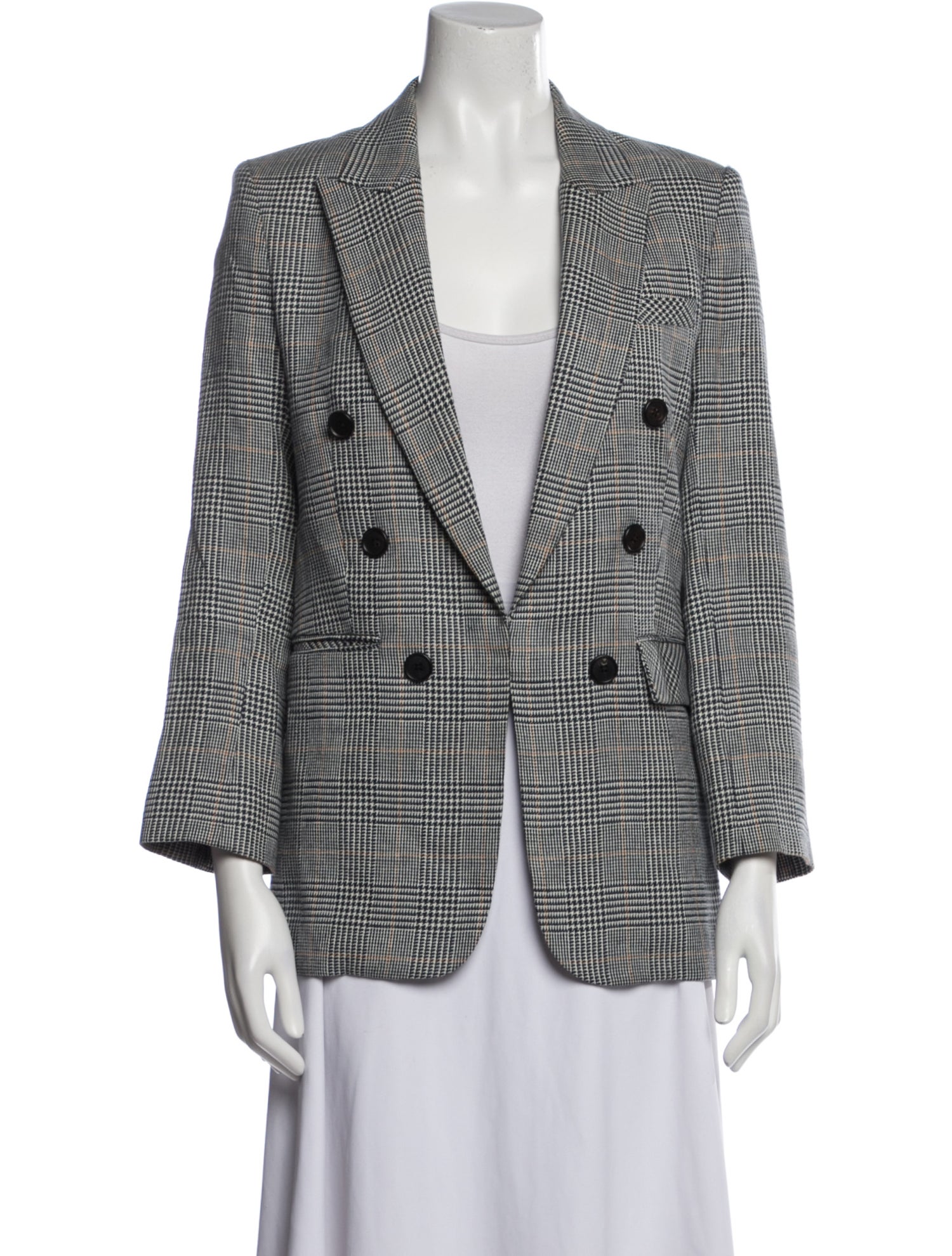 Veronica Beard Linen Plaid Print Blazer