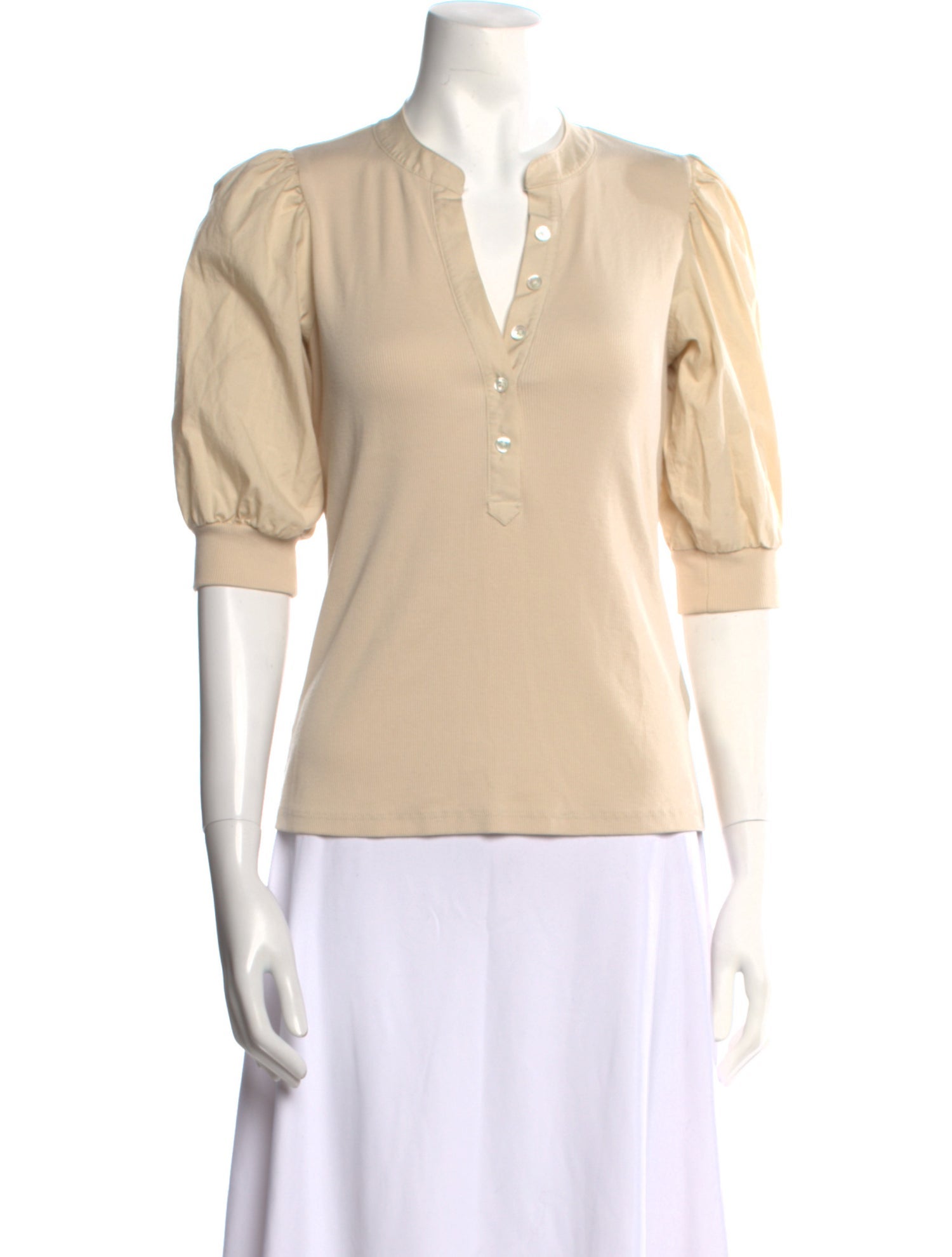 Veronica Beard V-Neck Three-Quarter Sleeve Polo