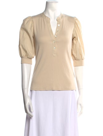 Veronica Beard V-Neck Three-Quarter Sleeve Polo