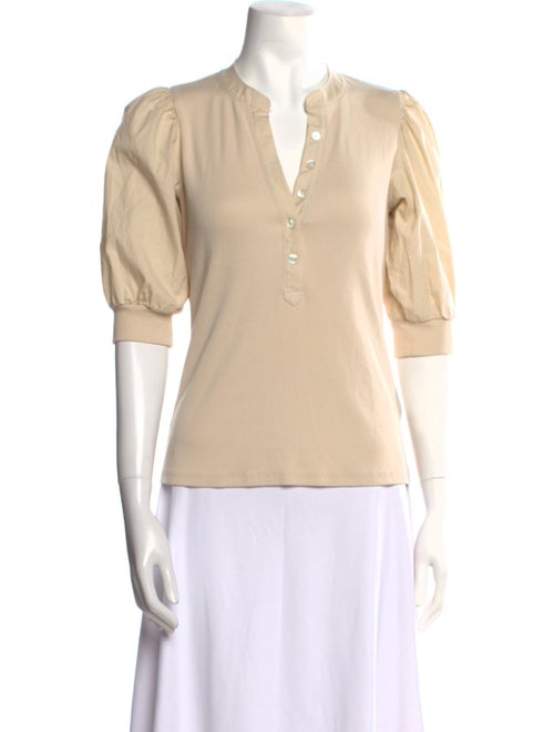 Veronica Beard V-Neck Three-Quarter Sleeve Polo