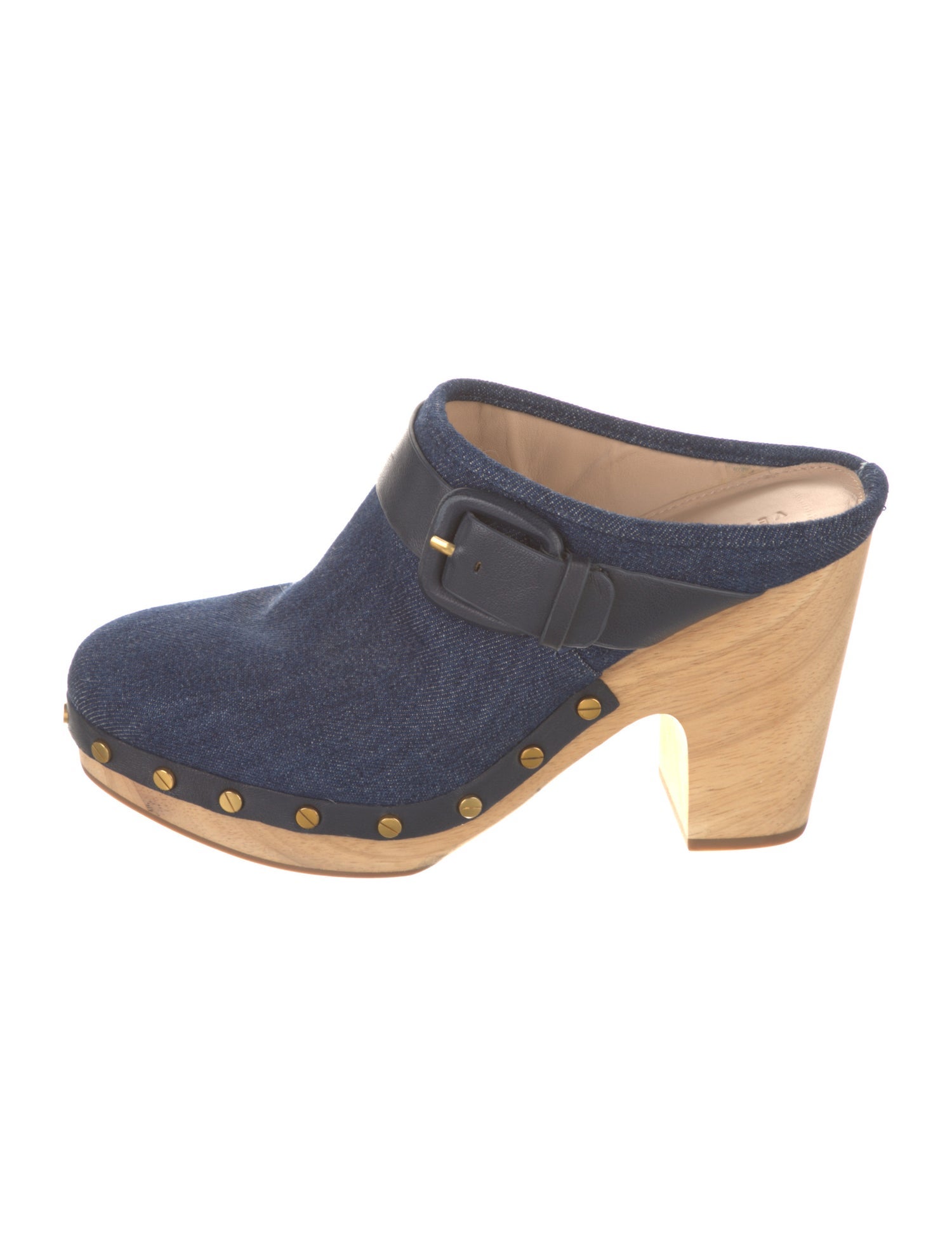 Veronica Beard Denim Studded Accents Mules