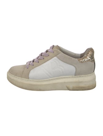 Veronica Beard Leather Colorblock Pattern Sneakers