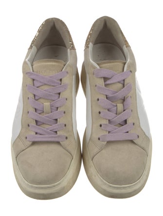 Veronica Beard Leather Colorblock Pattern Sneakers