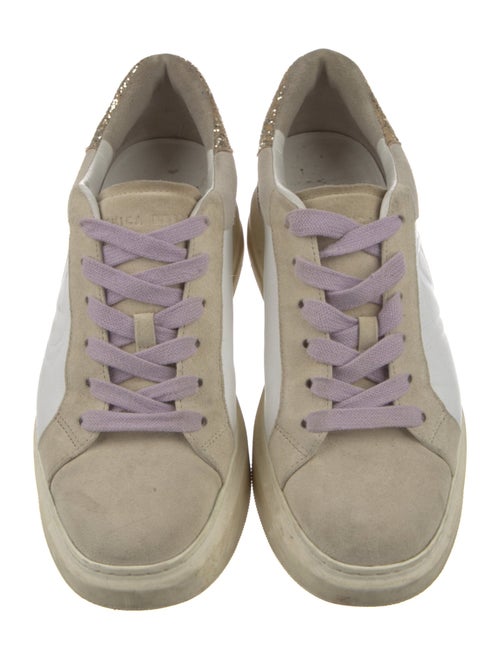 Veronica Beard Leather Colorblock Pattern Sneakers