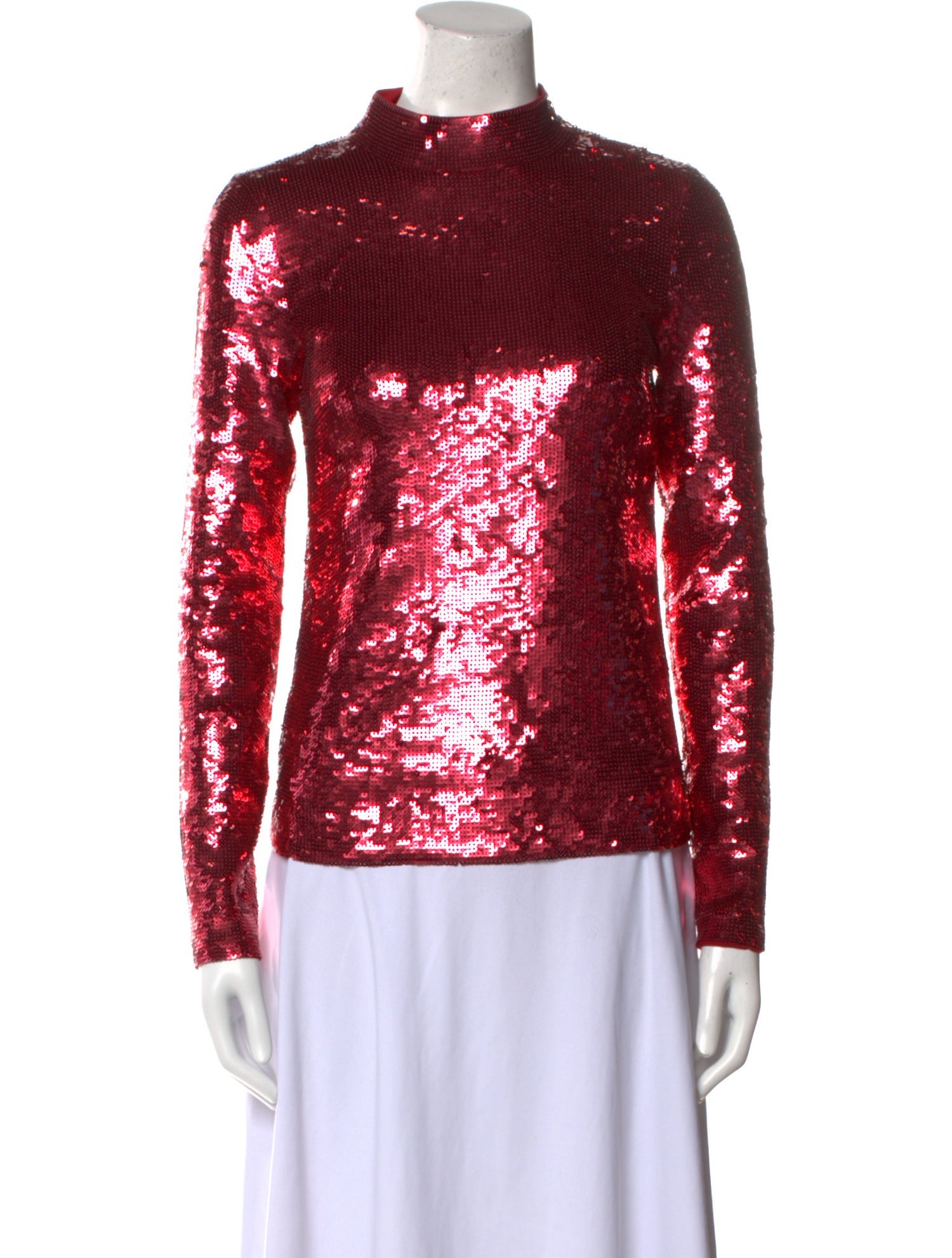 Veronica Beard Mock Neck Long Sleeve Blouse