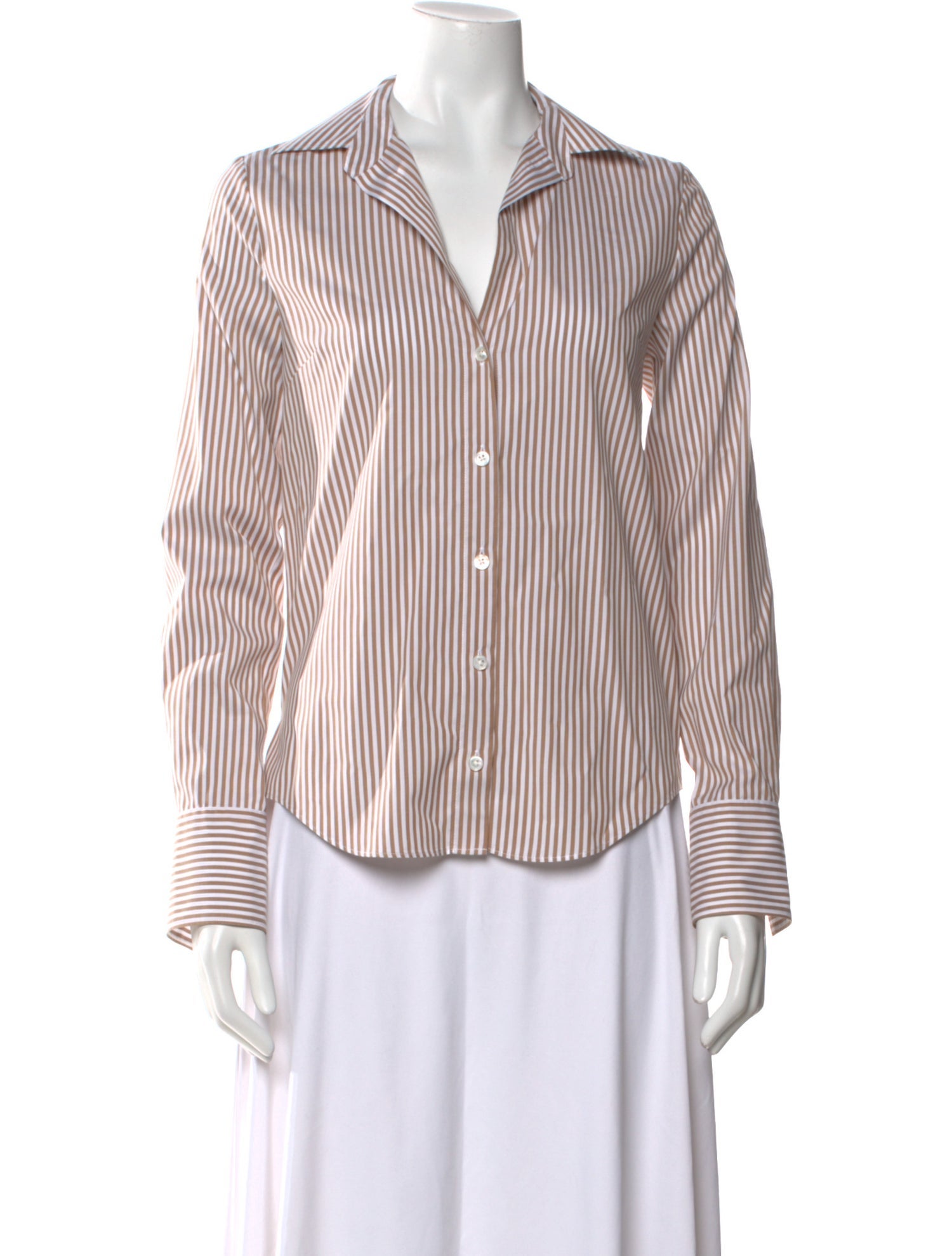 Veronica Beard Striped Long Sleeve Button-Up Top