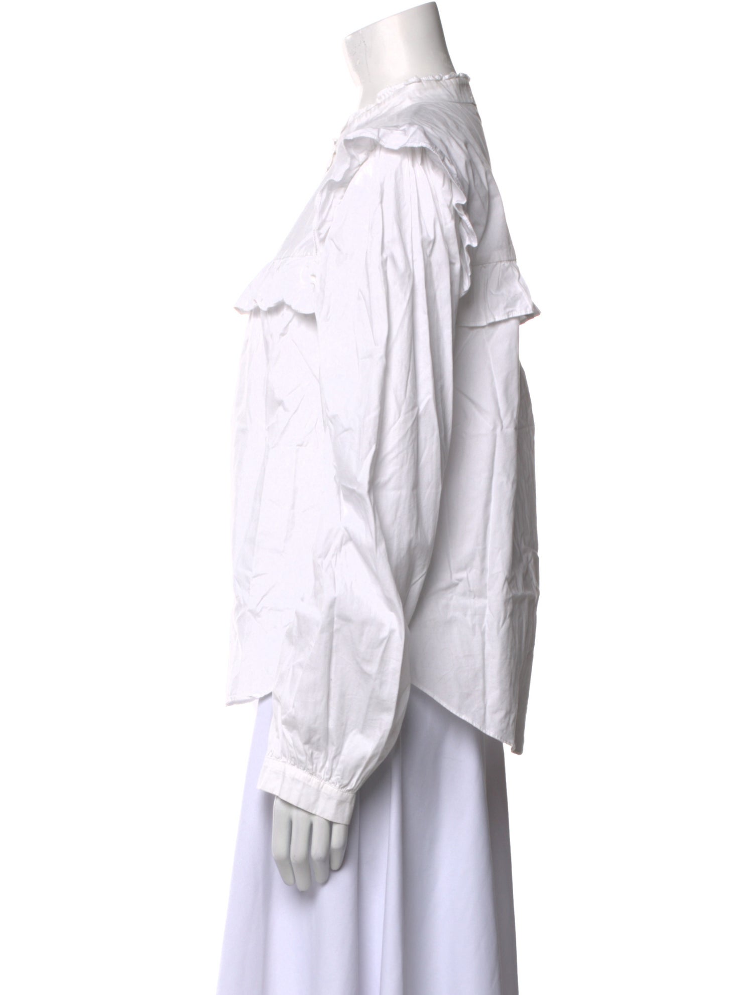 Veronica Beard Mock Neck Long Sleeve Button-Up Top