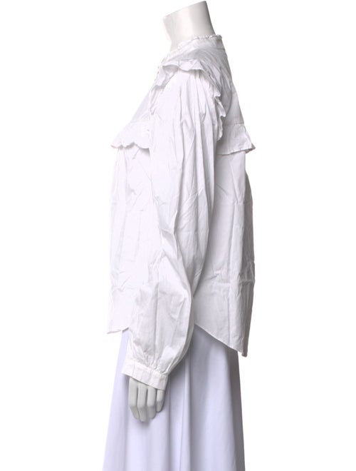 Veronica Beard Mock Neck Long Sleeve Button-Up Top