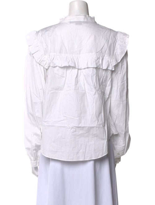 Veronica Beard Mock Neck Long Sleeve Button-Up Top